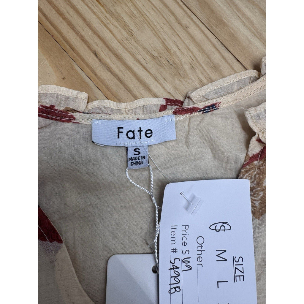 Fate Cream Floral Multi Color Shift Dress Small