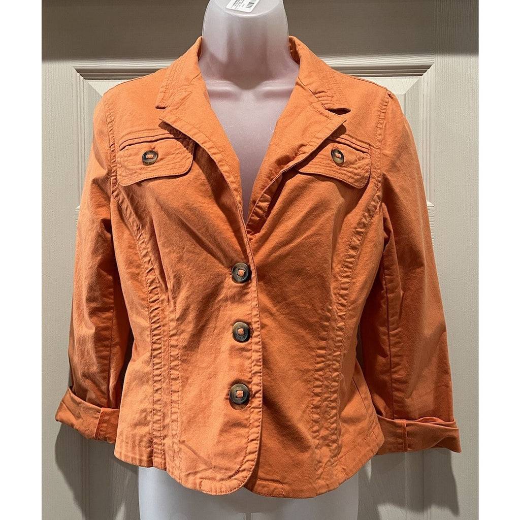 Tommy HIlfiger Jacket Women's Size 10 Orange Denim Pocket 100% Cotton VTG Y2K