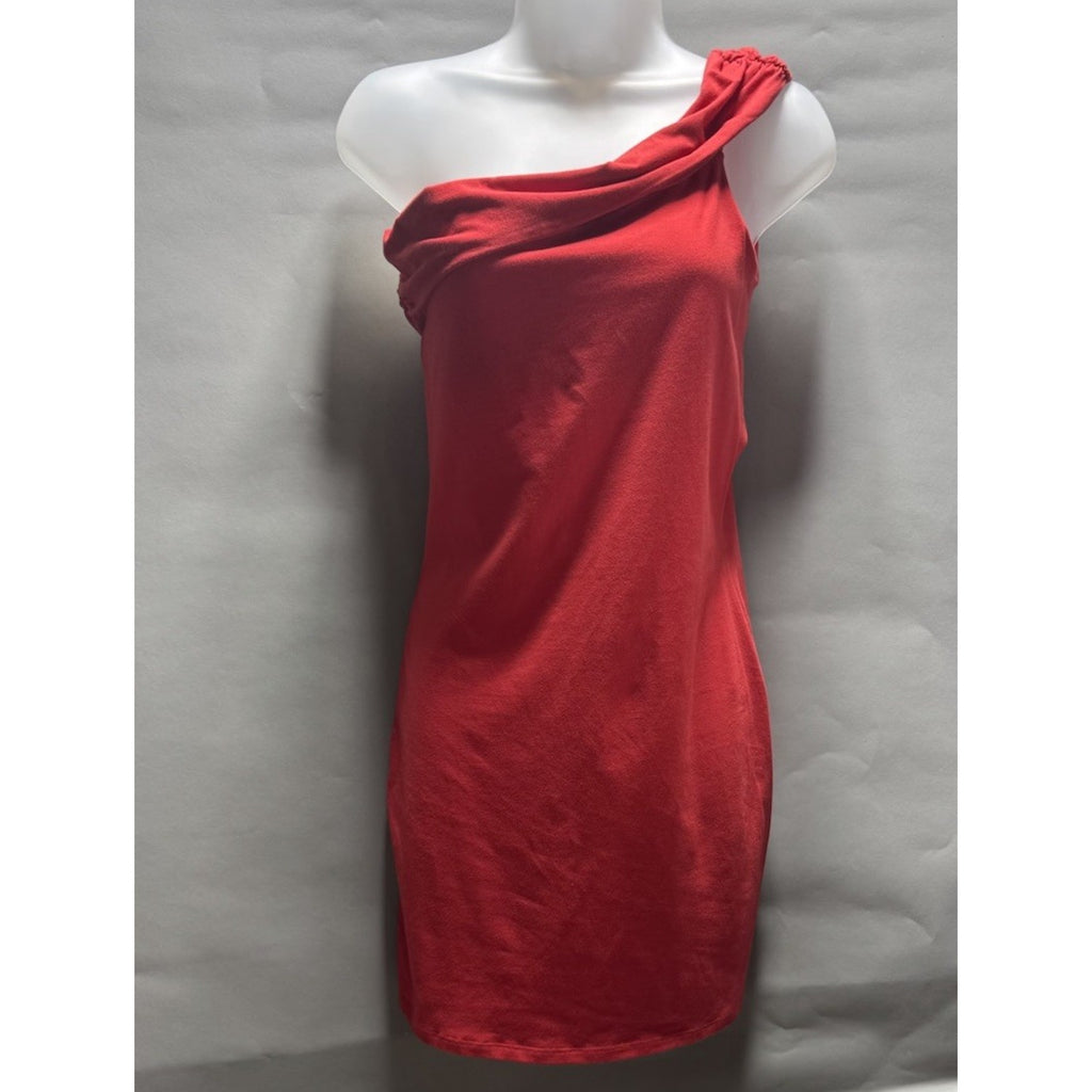 VS Bra Tops Red One Shoulder Bodycon Dress Built-In Bra Stretch Size S