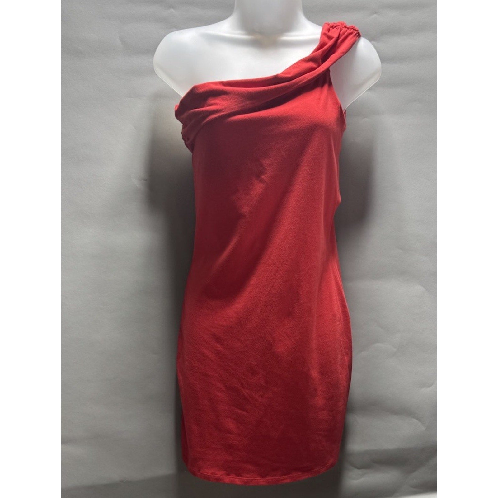 VS Bra Tops Red One Shoulder Bodycon Dress Built-In Bra Stretch Size S