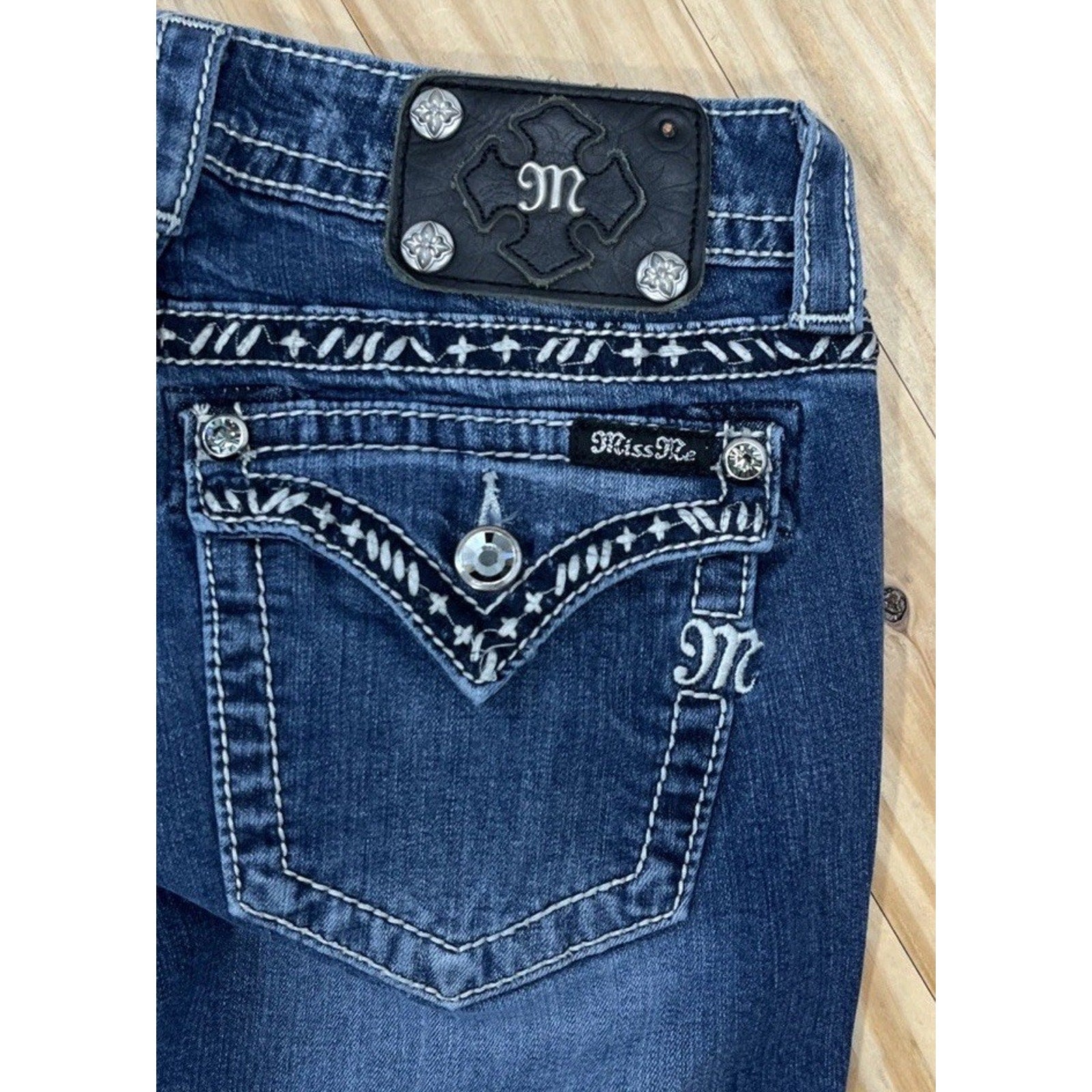 MISS ME Ankle Skinny Jeans Thick Stitch Size 28 28x29 JP5860AK