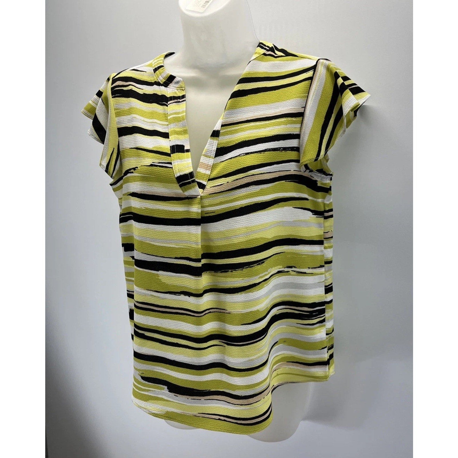 Calvin Klein Blouse Shirt Top Short Sleeve Summer Work Career Size Small