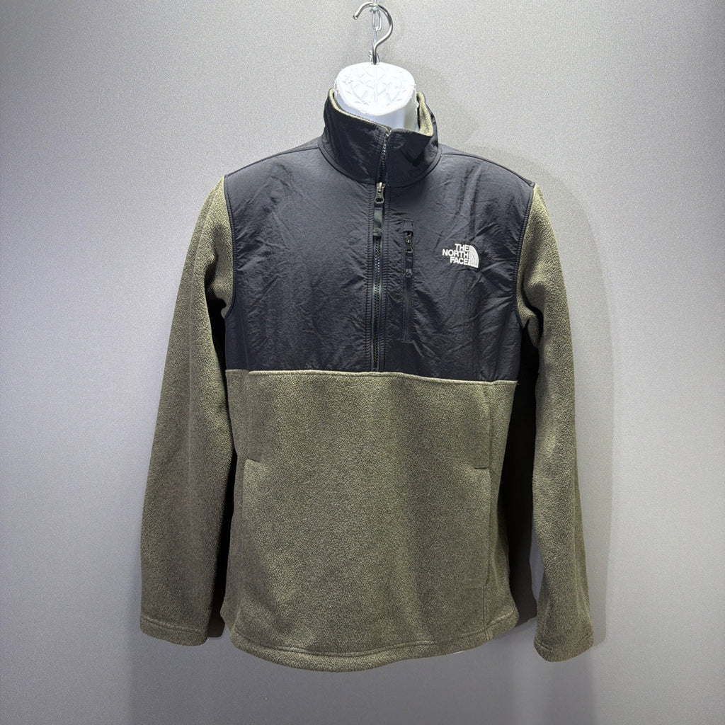 North Face Denali Fleece 1/4 Zip Pullover Men's S Olive Green Black Sweatshirt