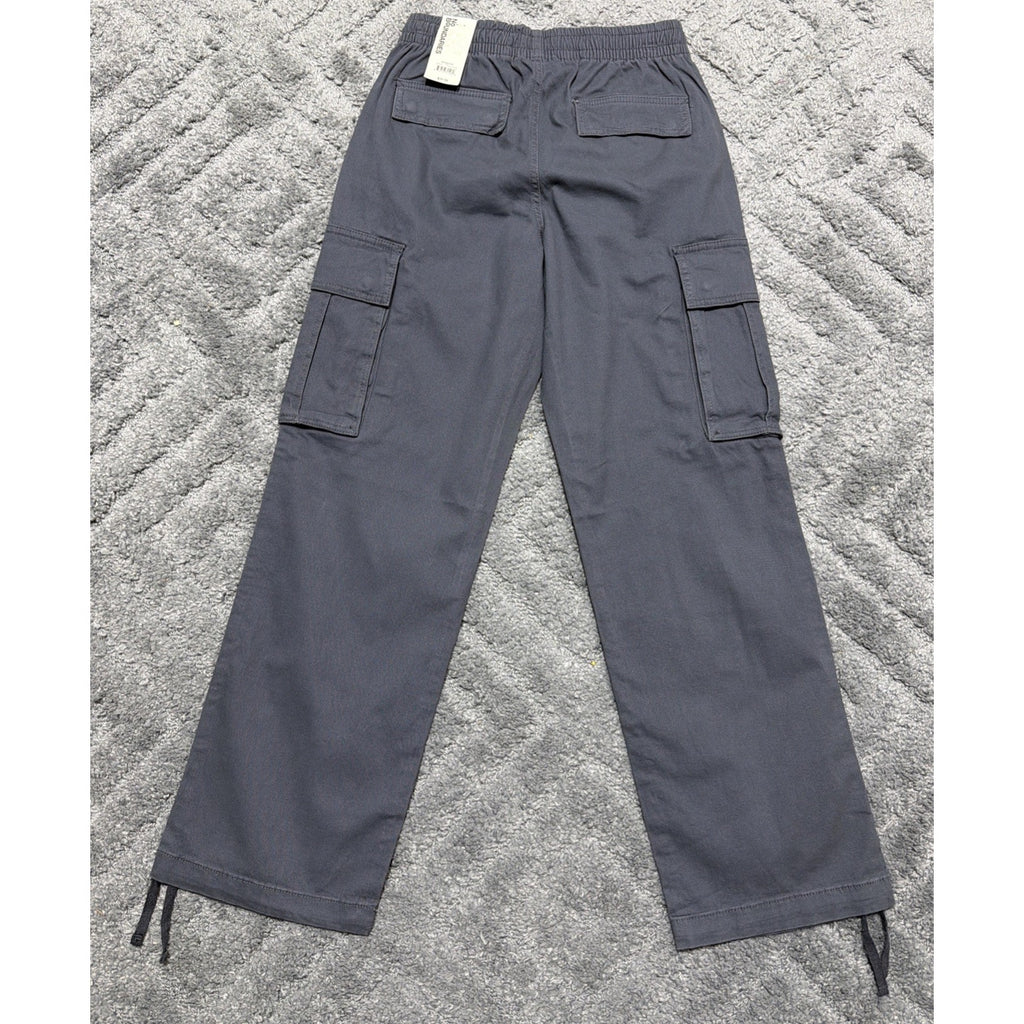 New No Boundaries Womens Pull On Canvas Gray Cargo Pants Straight Size XS