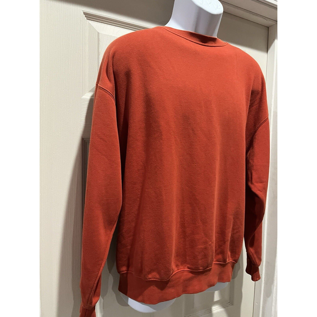 Vintage Blank St Johns Bay Sweatshirt Mens Medium M Long Sleeve Crew Neck Orange