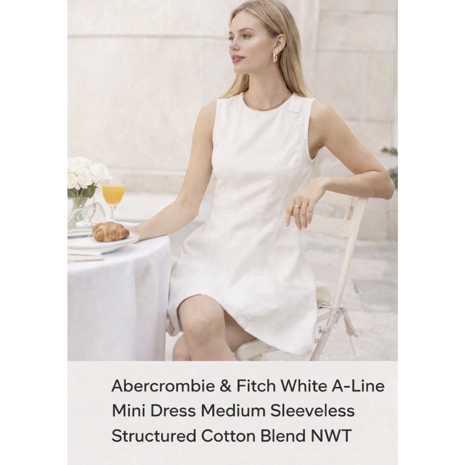 Abercrombie & Fitch Womens M Ivory The A&F Mila Mini Dress NWT