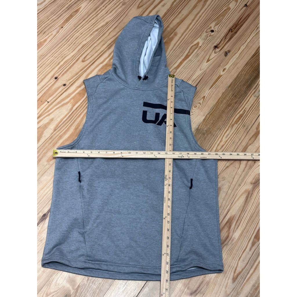 Under Armour Wrestling Sleeveless Hoodie Gray Pullover Workout Large Zip