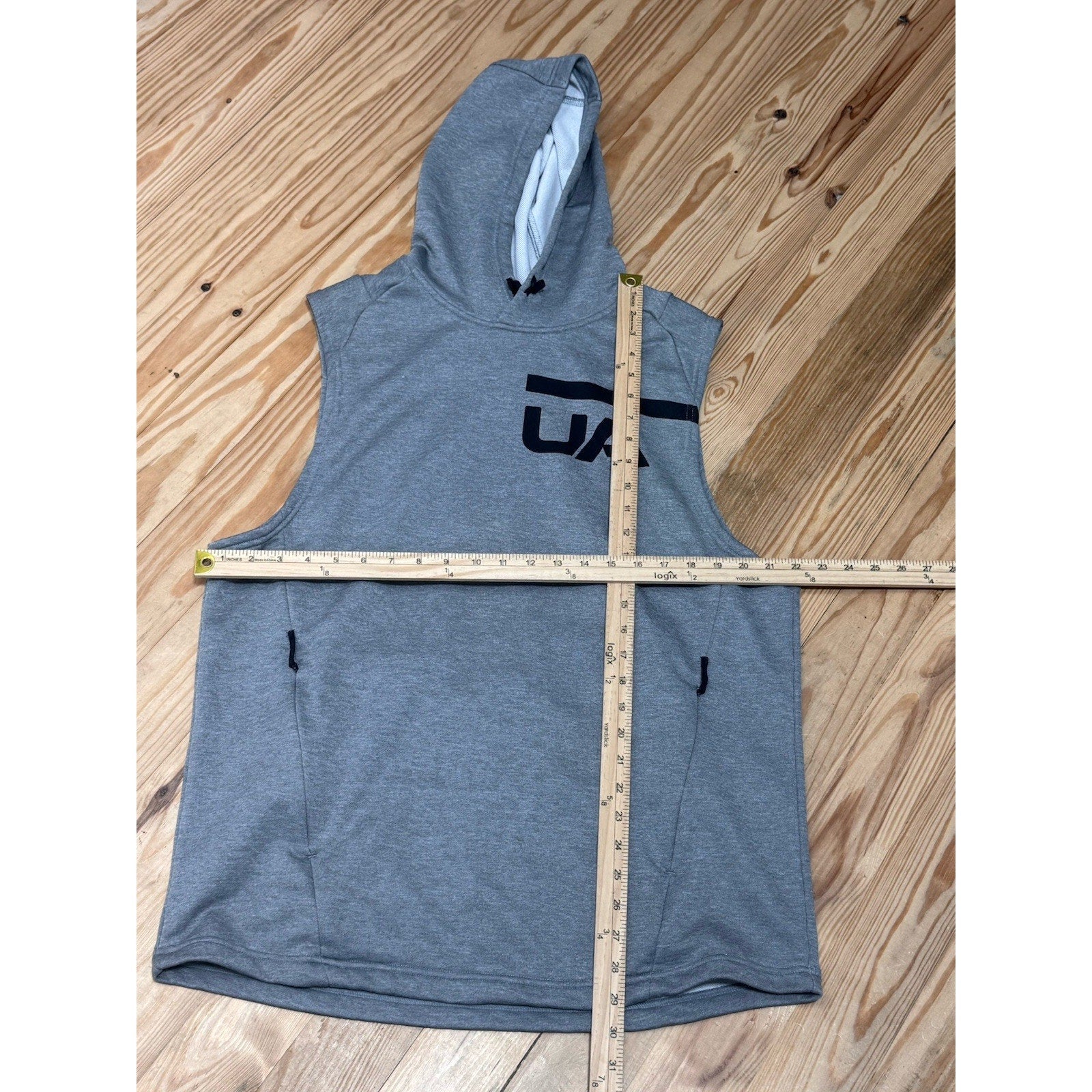 Under Armour Wrestling Sleeveless Hoodie Gray Pullover Workout Large Zip