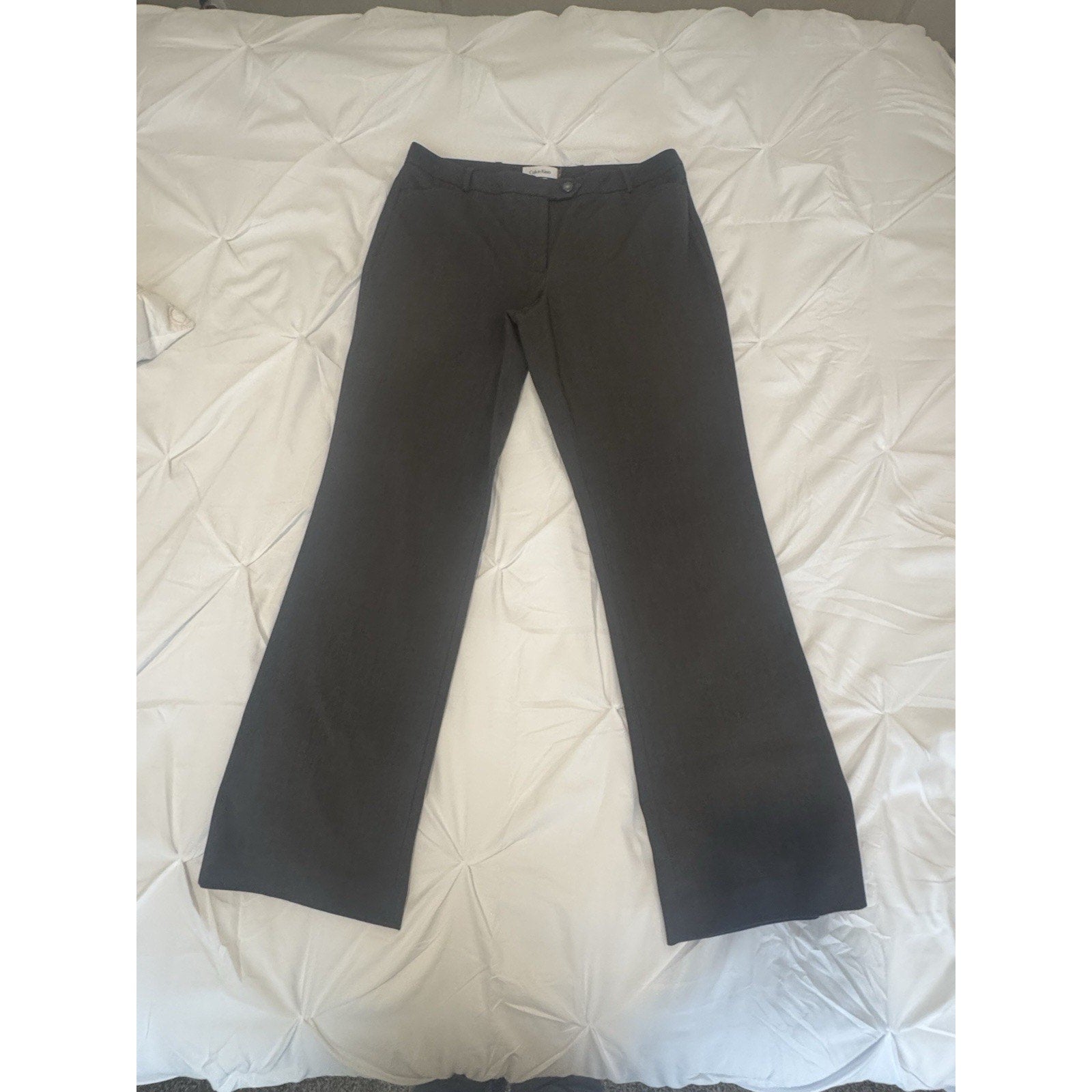 Calvin Klein Modern Fit Pants Womens 8 Gray Career Dress Trousers Stretch Wide