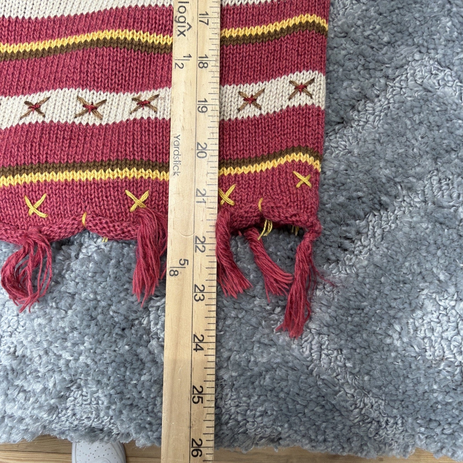 Vintage 1990s Liz Claiborne Knit Cardigan Floral Embroidery Geometric fringe S