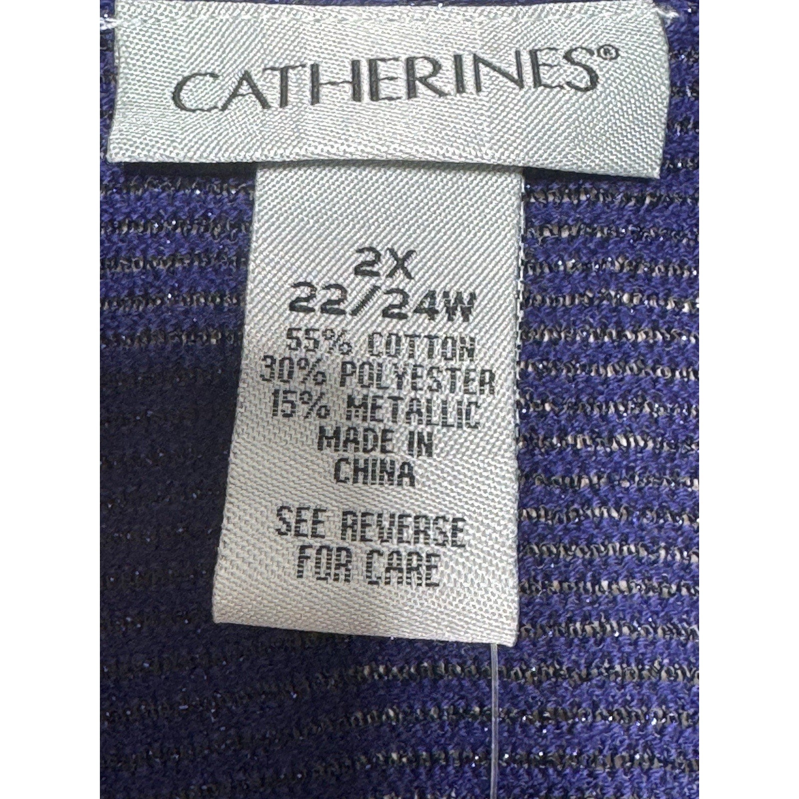 Catherines 2X 22/24W Blue Metallic Open Front Cardigan Lightweight Drape Travel
