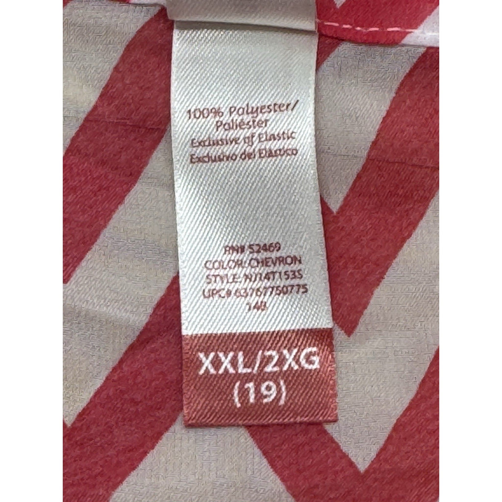 NO BOUNDARIES Women’s Large Chevron Hot Pink XXL Zig Zag Tie Front Blouse