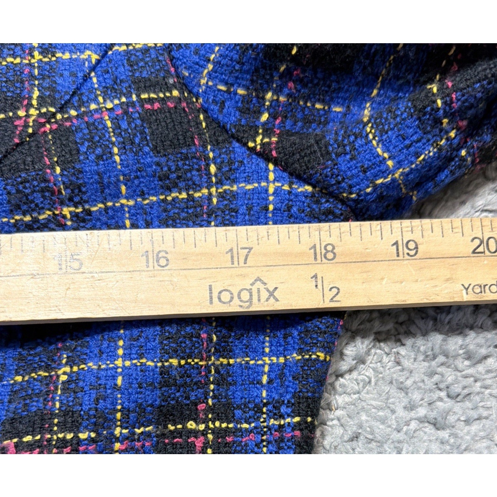 Vintage 90’s K.C Spencer New York Blue Plaid Tweed Boucle Blazer Jacket 8 USA