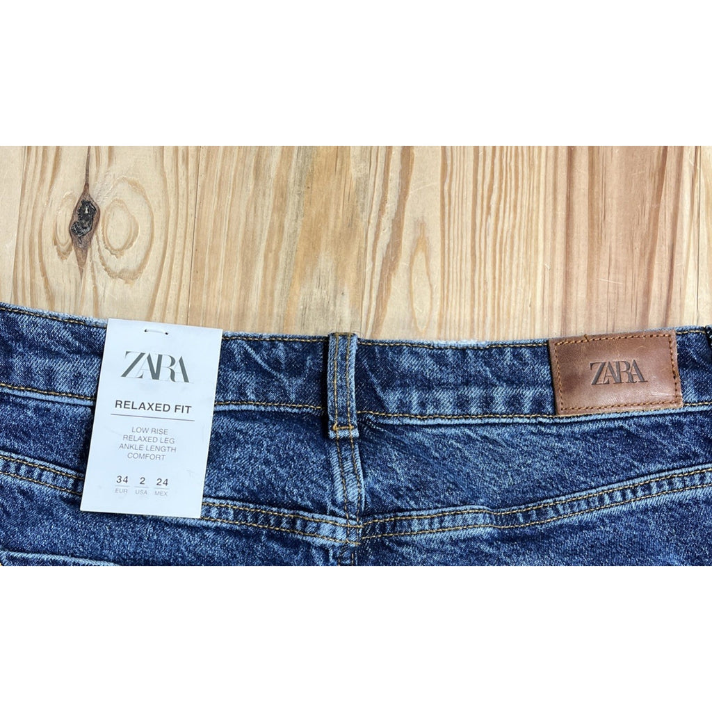 Zara Women’s Relaxed Fit Low Rise Ankle Length Comfort Jeans Size 2