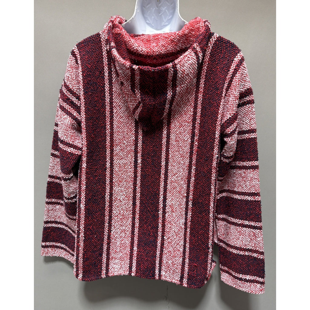 Artesanias Hoodie Unisex Sz Large Mexican Blanket Poncho Stripes Made Mexico