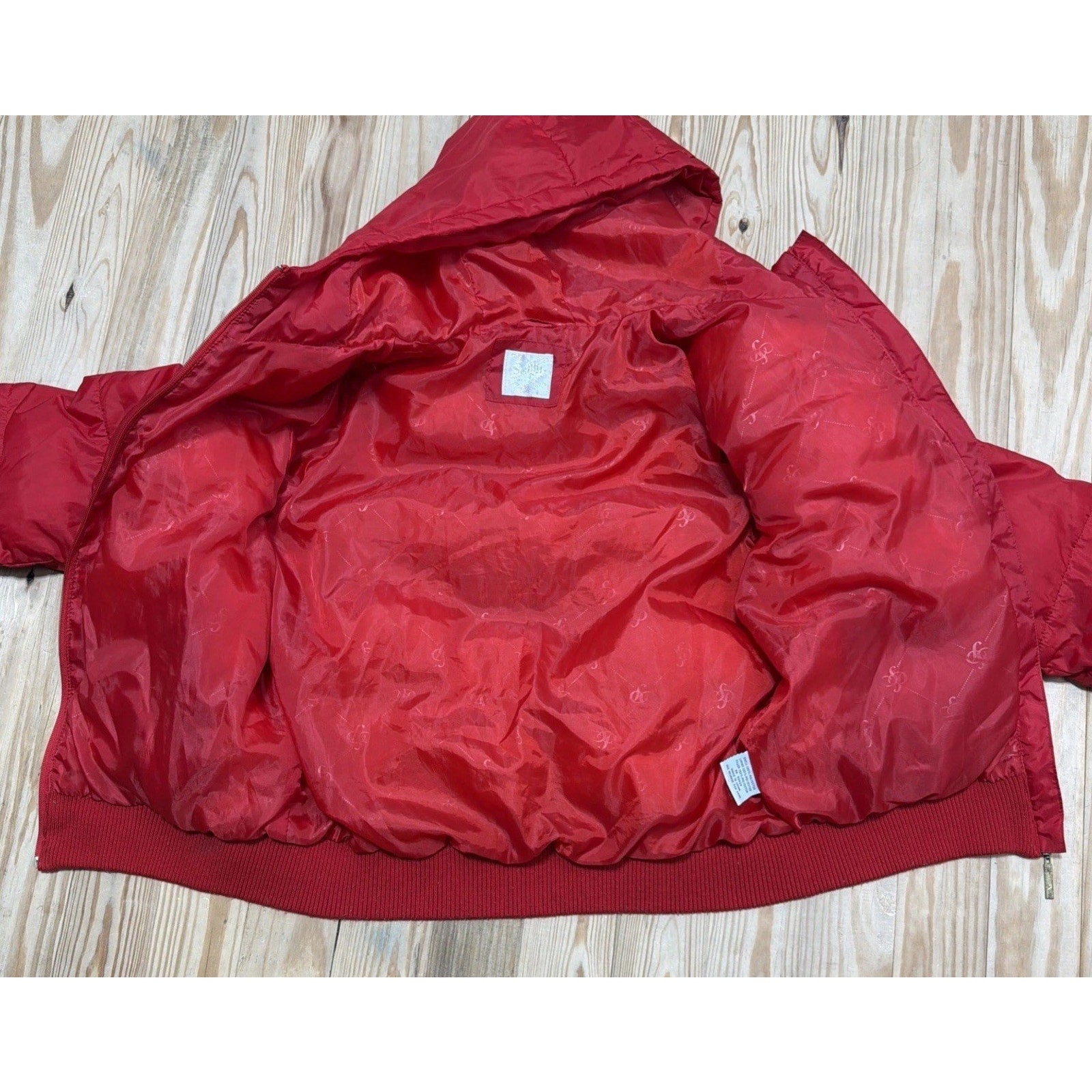 Southpole Y2K Puffer Jacket Coat Parka Red Womens Zipper Hooded Warmth XL