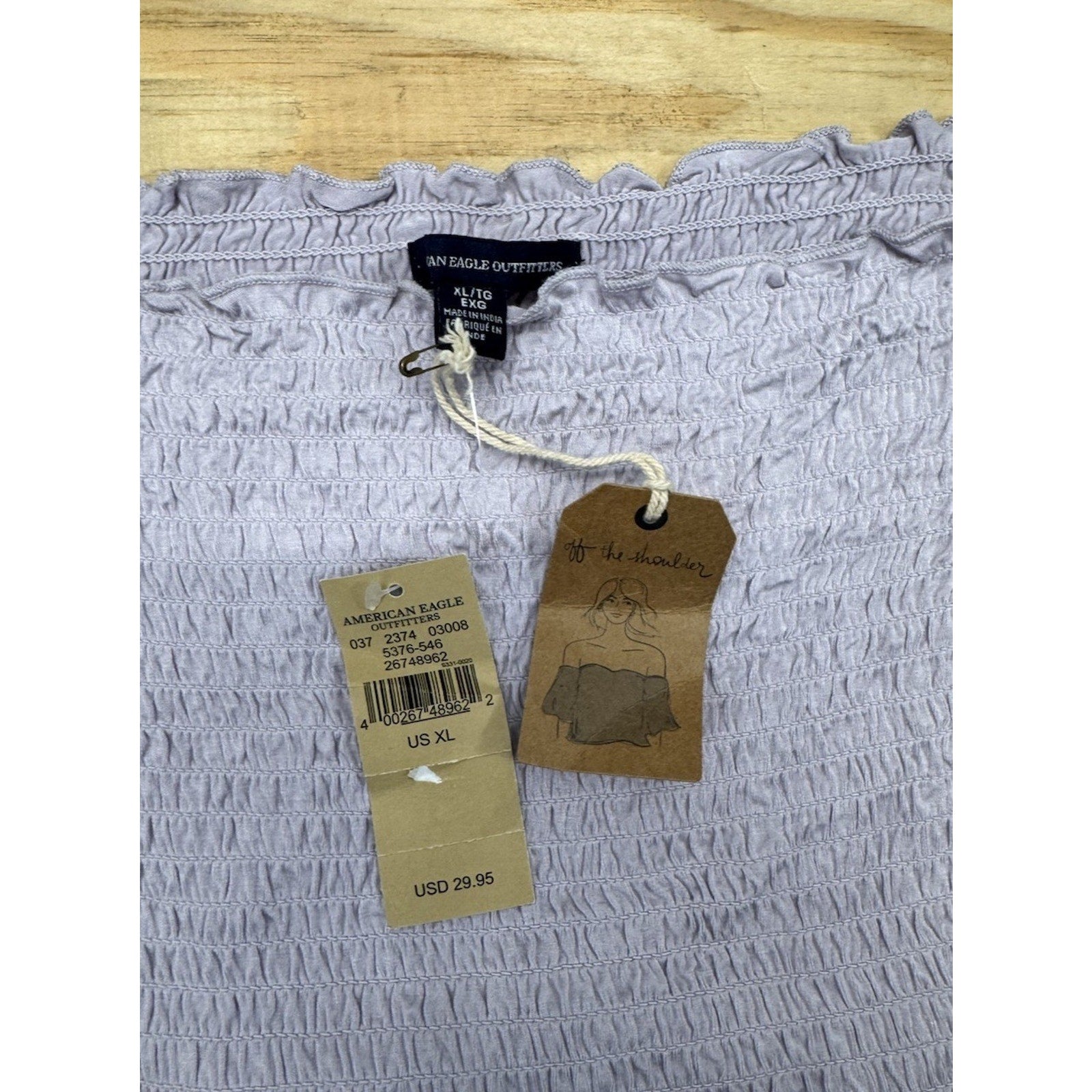 American Eagle Outfitters X-Large Lilac Lavender Top Bell Sleeve New With Tags