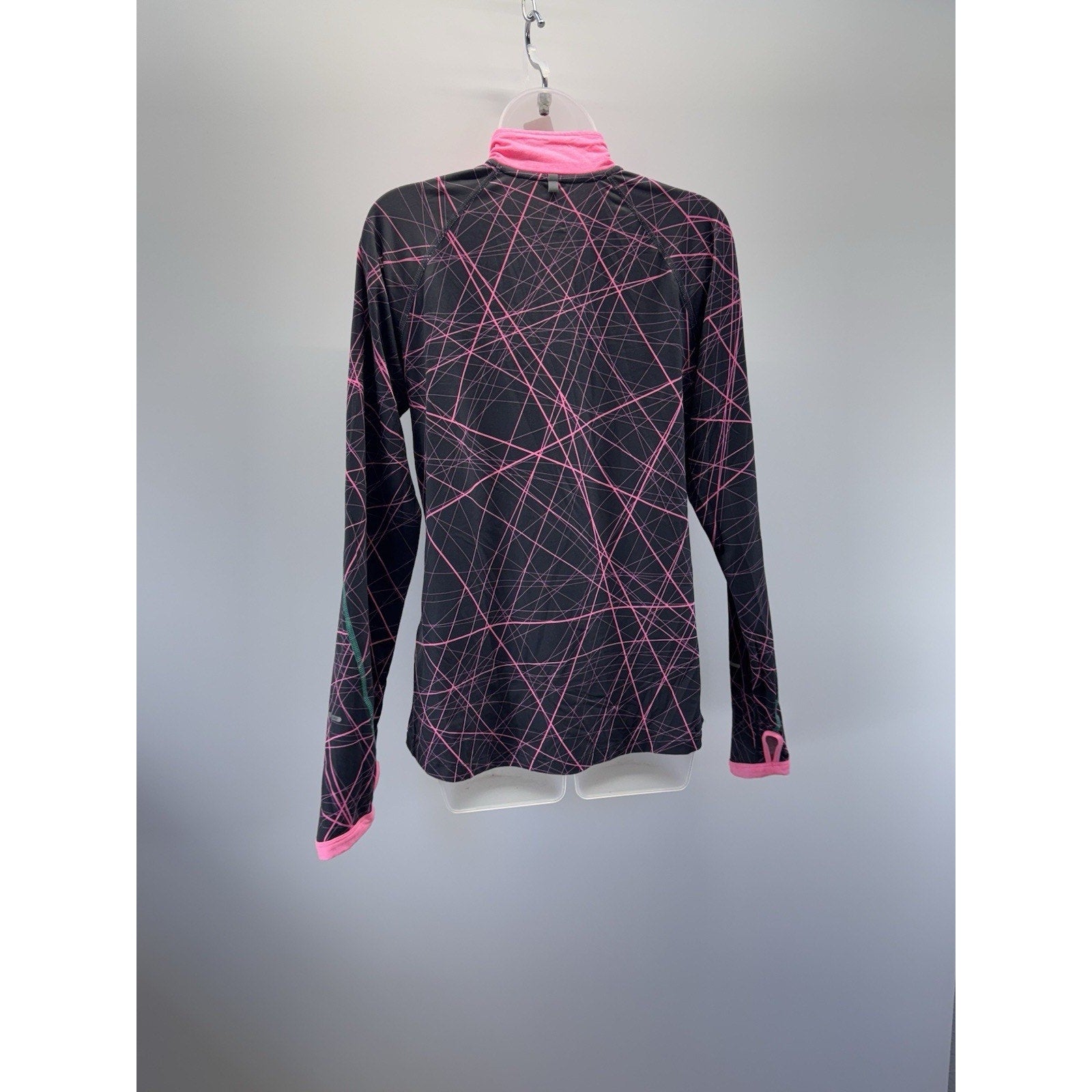 Nike Running Thumbholes Fitted Dri Fit 1/4 Zip Pullover Women’s Size M Gray Pink