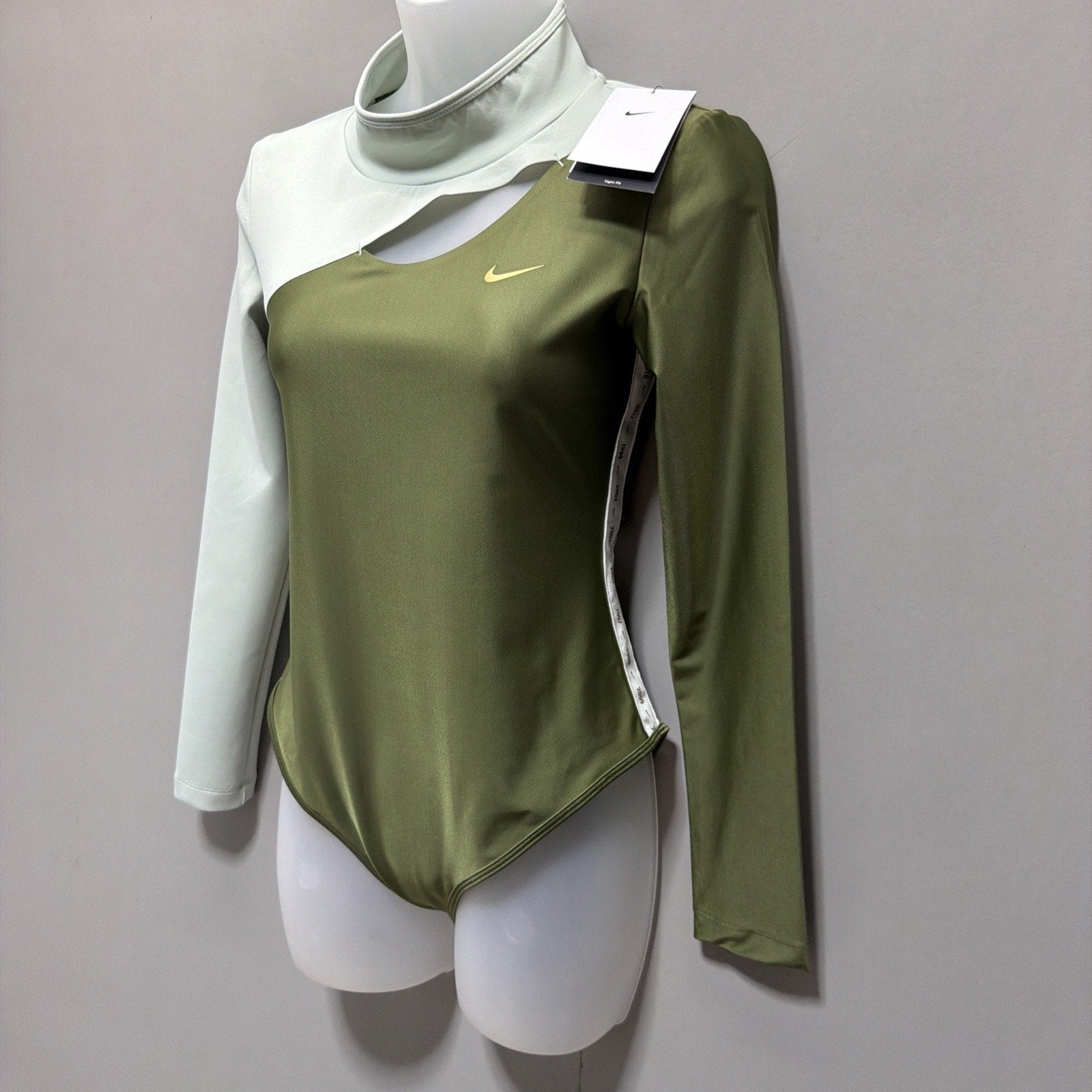 Nike Serena Williams Tennis Long Sleeve Bodysuit Olive Women's Size S DJ1144-326