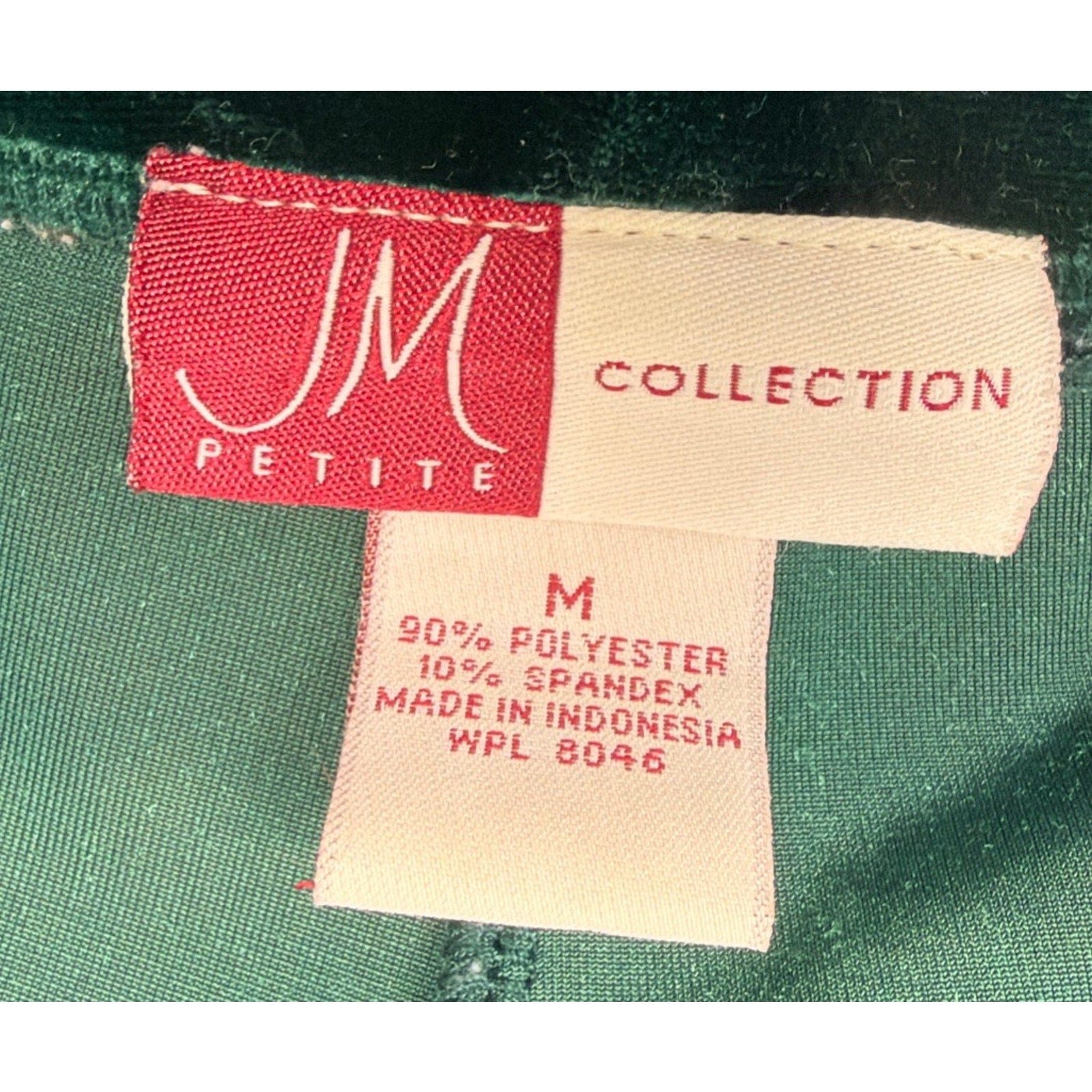 JM Collection Velour Pants Size M Comfy Long Green Wide Leg Velvet Slacks