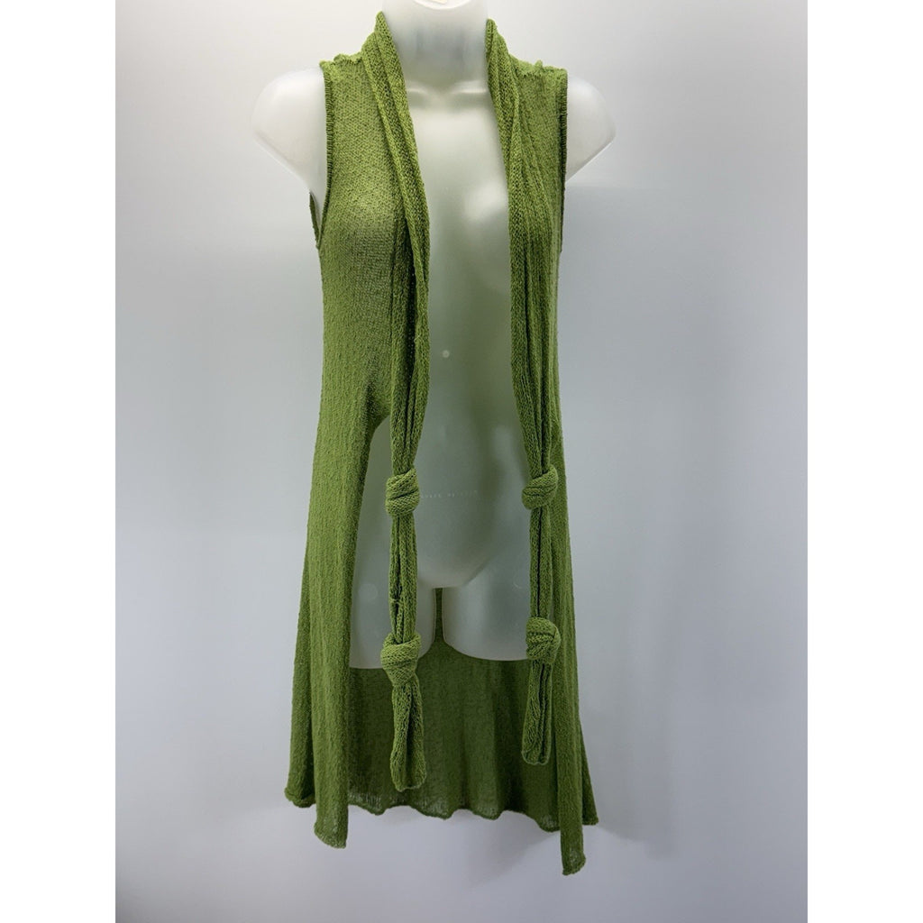 MECHANT Open Knotted Shawl Sweater Green Boho Hippie Women’s Size Small
