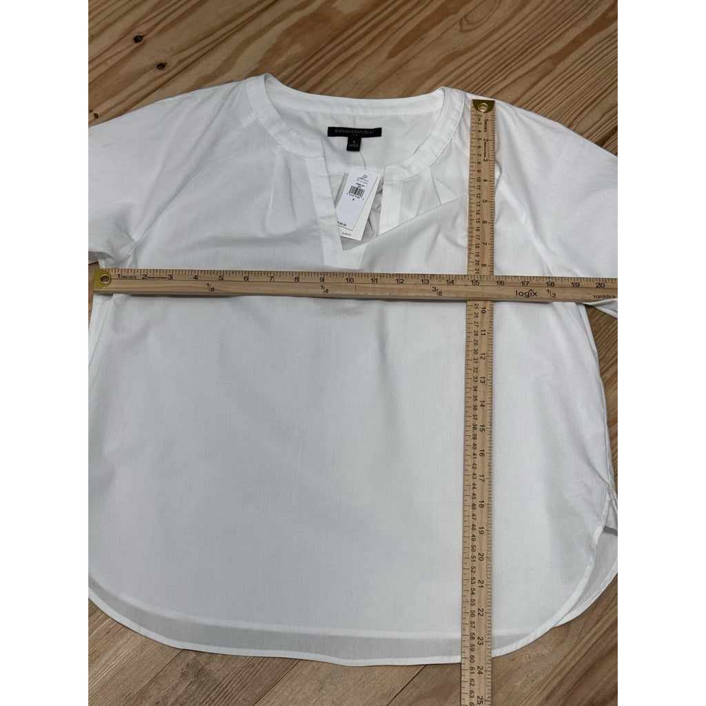 Banana Republic White Peasant Style Blouse Button Sleeve Women’s Size Small NWT