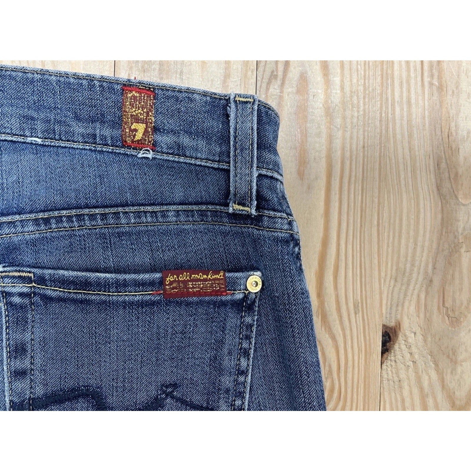 7 For All Mankind Roxanne Mid-Rise Slim Straight Leg Denim Women's Jeans Size 26