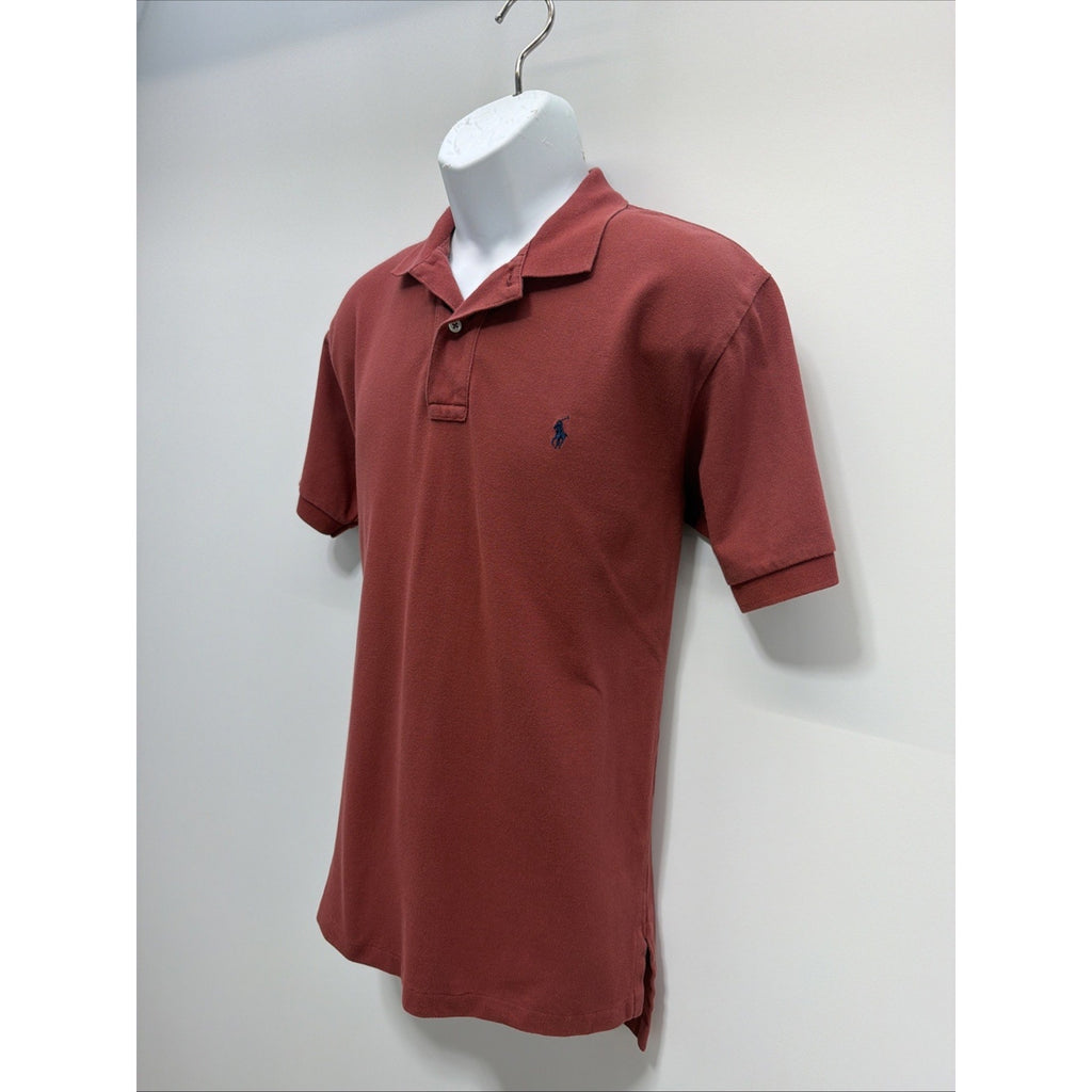 Vintage Polo Ralph Lauren Mens Size Medium M Red Cotton Blue Logo