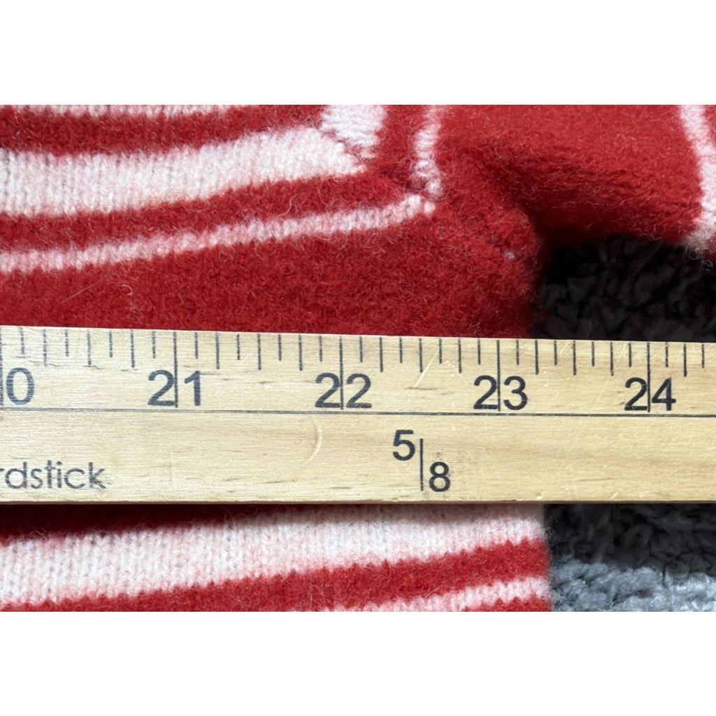 Lands’ End Womens XL 18 Red White Striped Lambswool Sweater Jacket Button Front