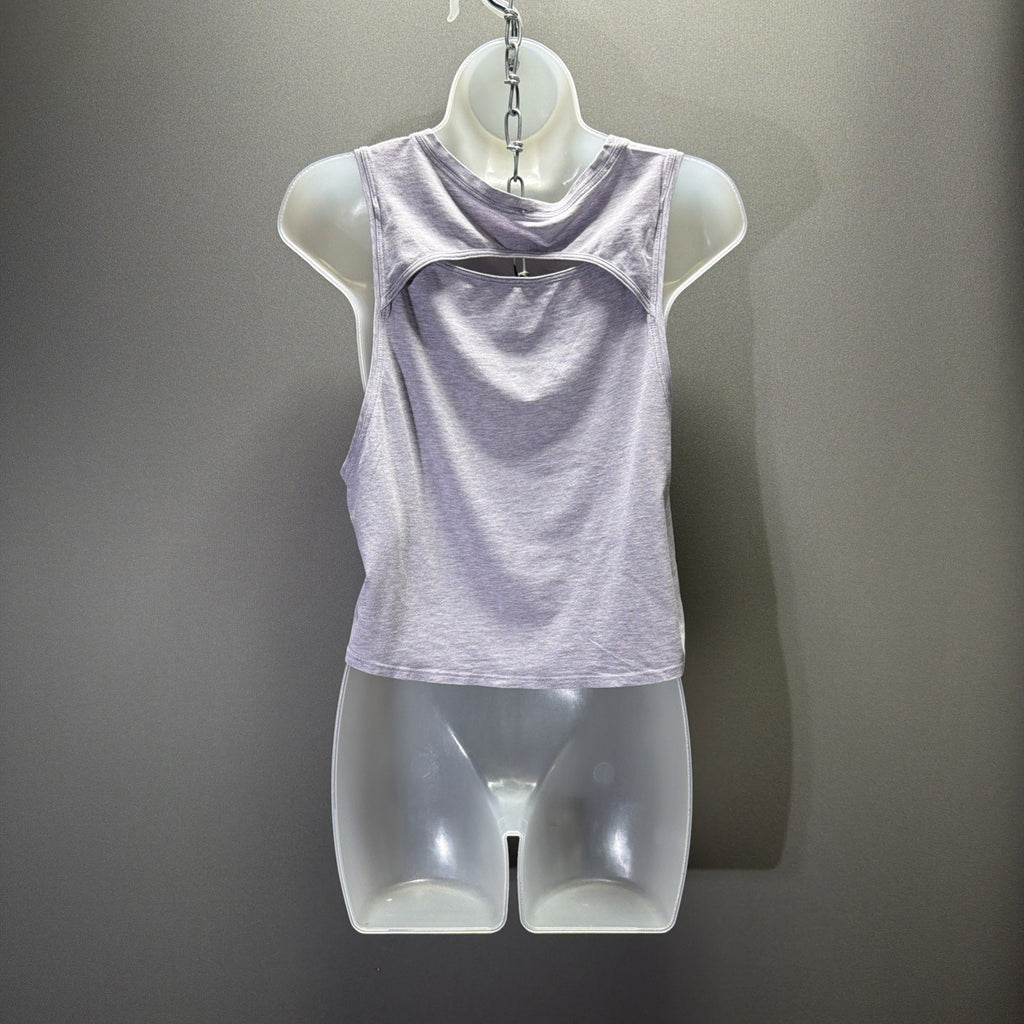 Lululemon Womens Lavender Heathered Crop Tank Top Back Cutout Muscle Yoga