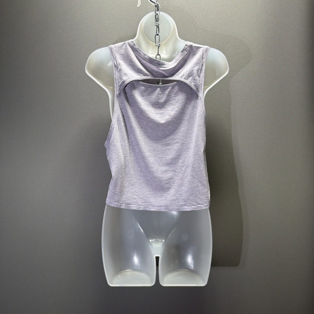 Lululemon Womens Lavender Heathered Crop Tank Top Back Cutout Muscle Yoga