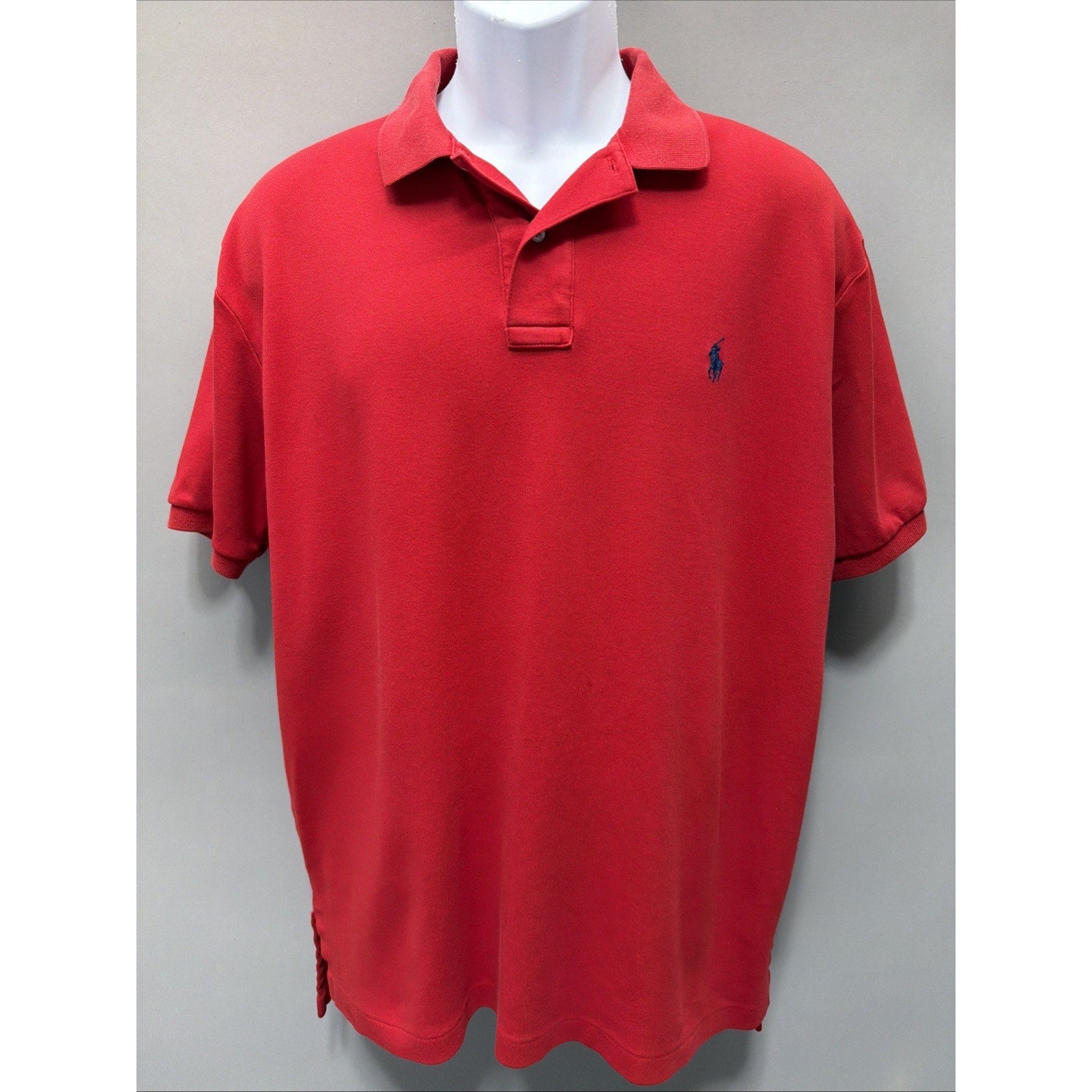 Polo Ralph Lauren Polo Shirt Pima Soft Touch Mens L RED W/Logo Flaw