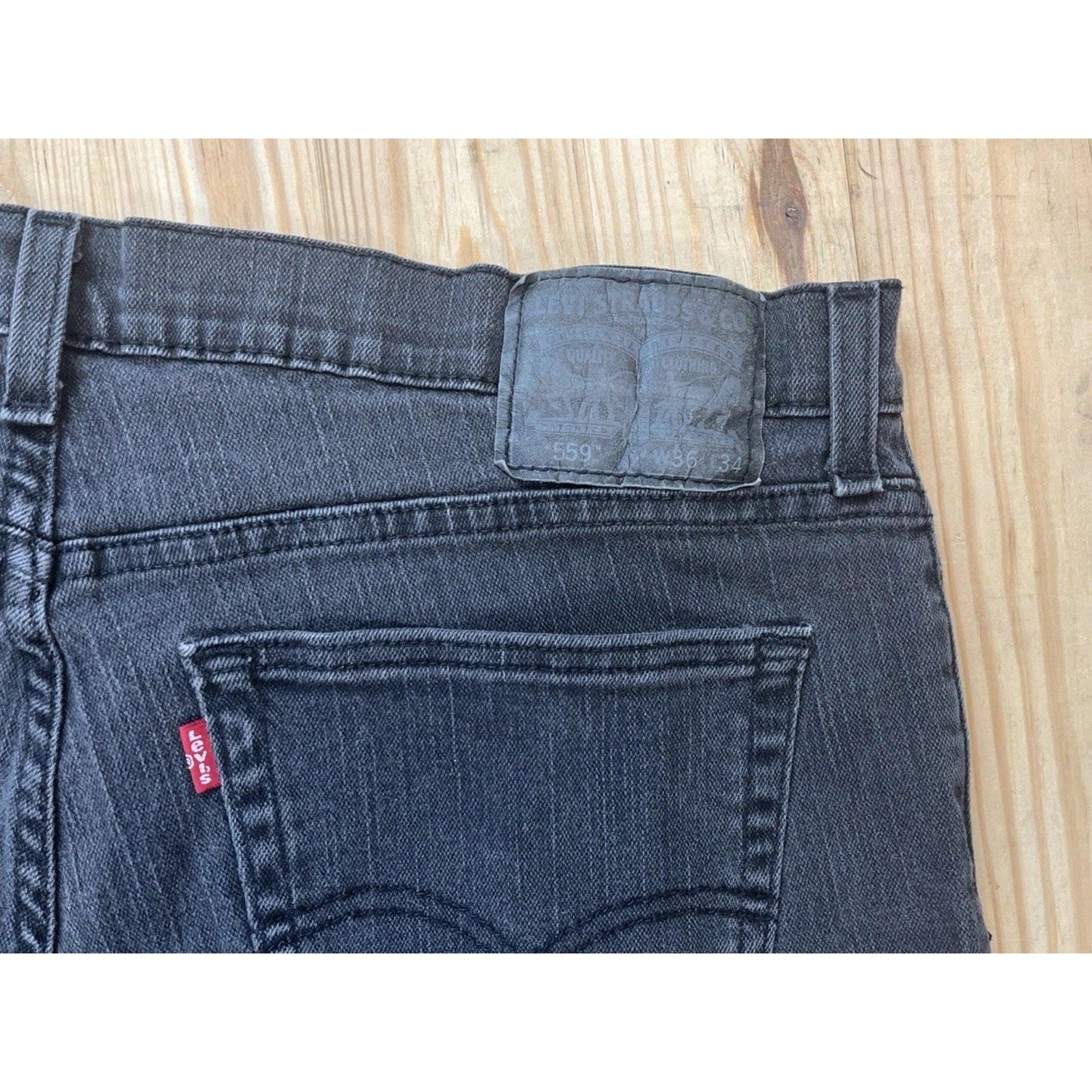 Levi's 559 Relaxed Straight Leg Black Denim Jeans Men's 36x34