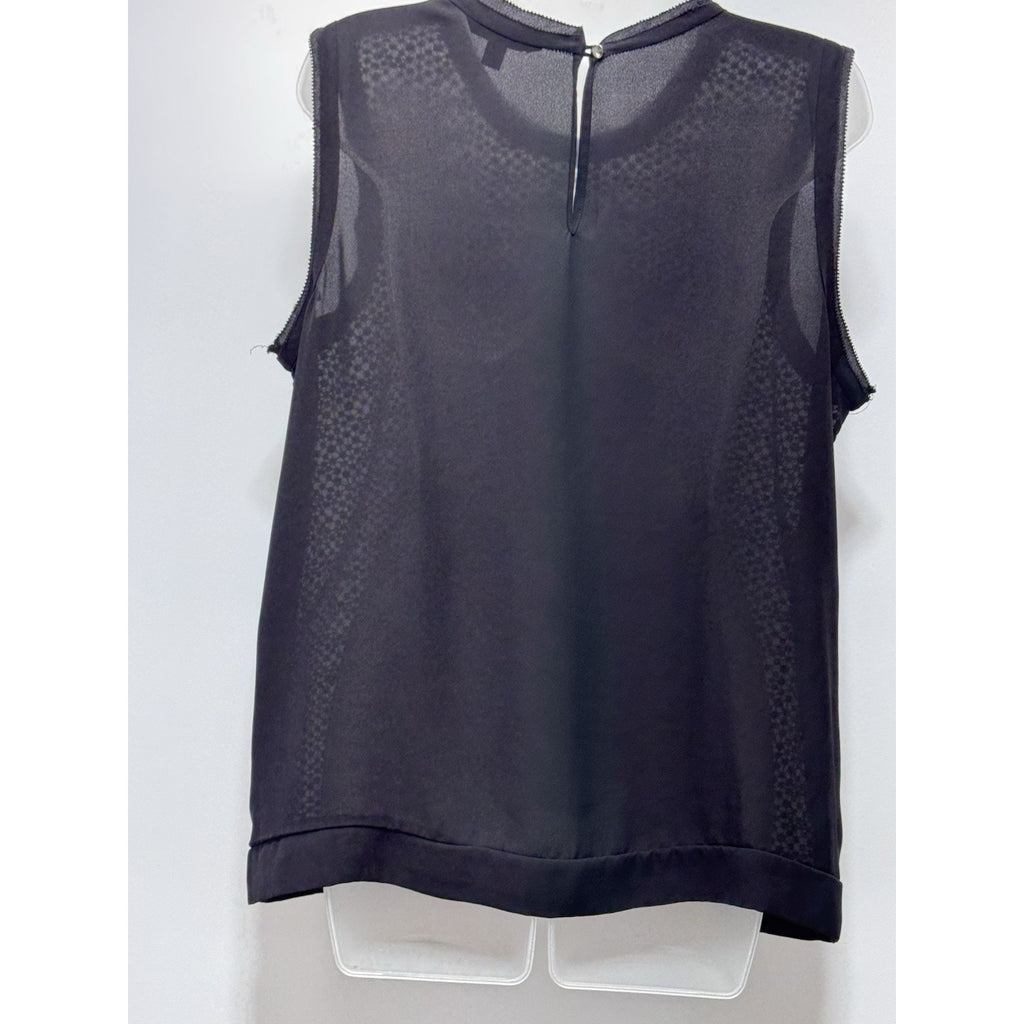 Banana Republic Women's Black Eyelet Sheer Blouse Sleeveless Size Large