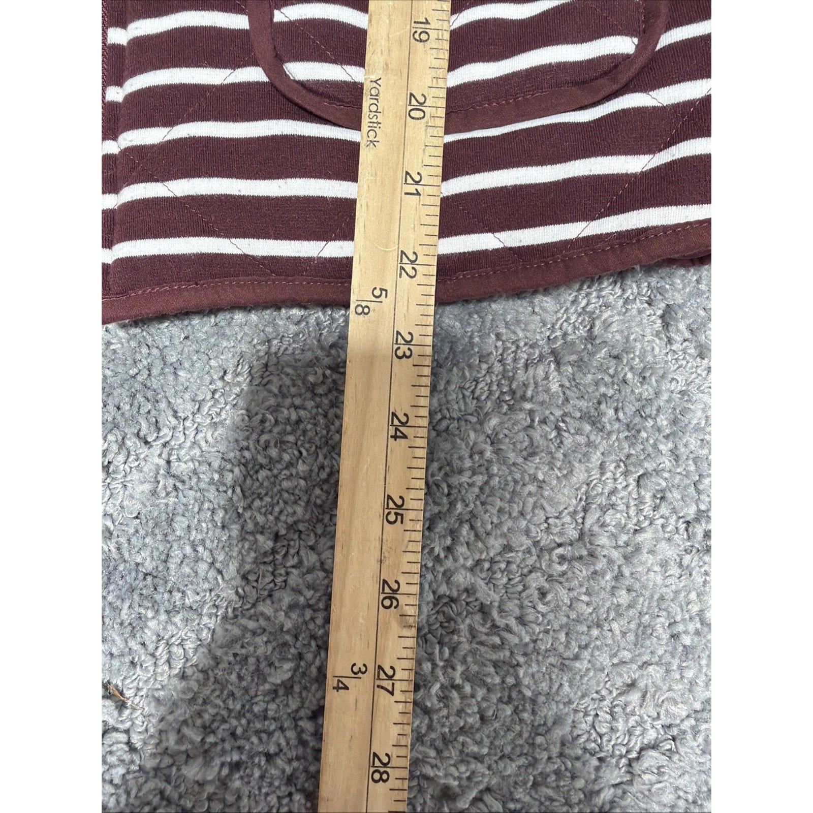 Honey Punch Quilted Linen Blend Red White Stripe Zip Front Lined Vest Medium