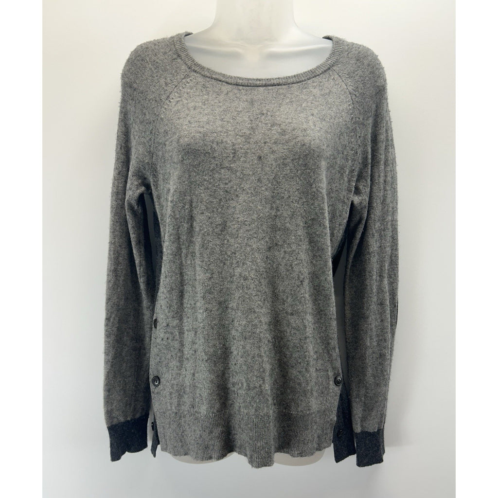J. CREW Extra Soft Wool Blend Side Buttons Sz Small Sweater Light And Dark Gray