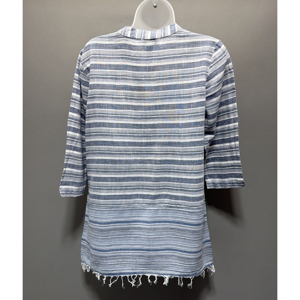 Women's S Charlie Paige 100% cotton Tunic Top blue 3/4 Sleeve Boho
