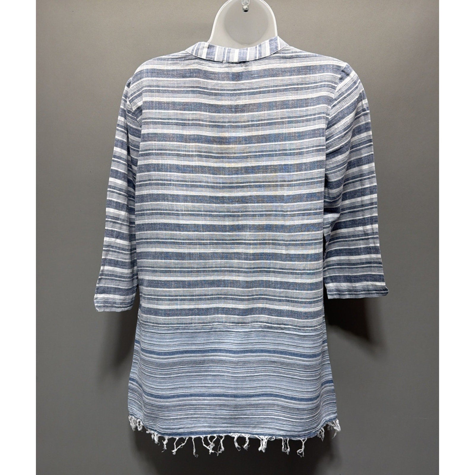 Women's S Charlie Paige 100% cotton Tunic Top blue 3/4 Sleeve Boho