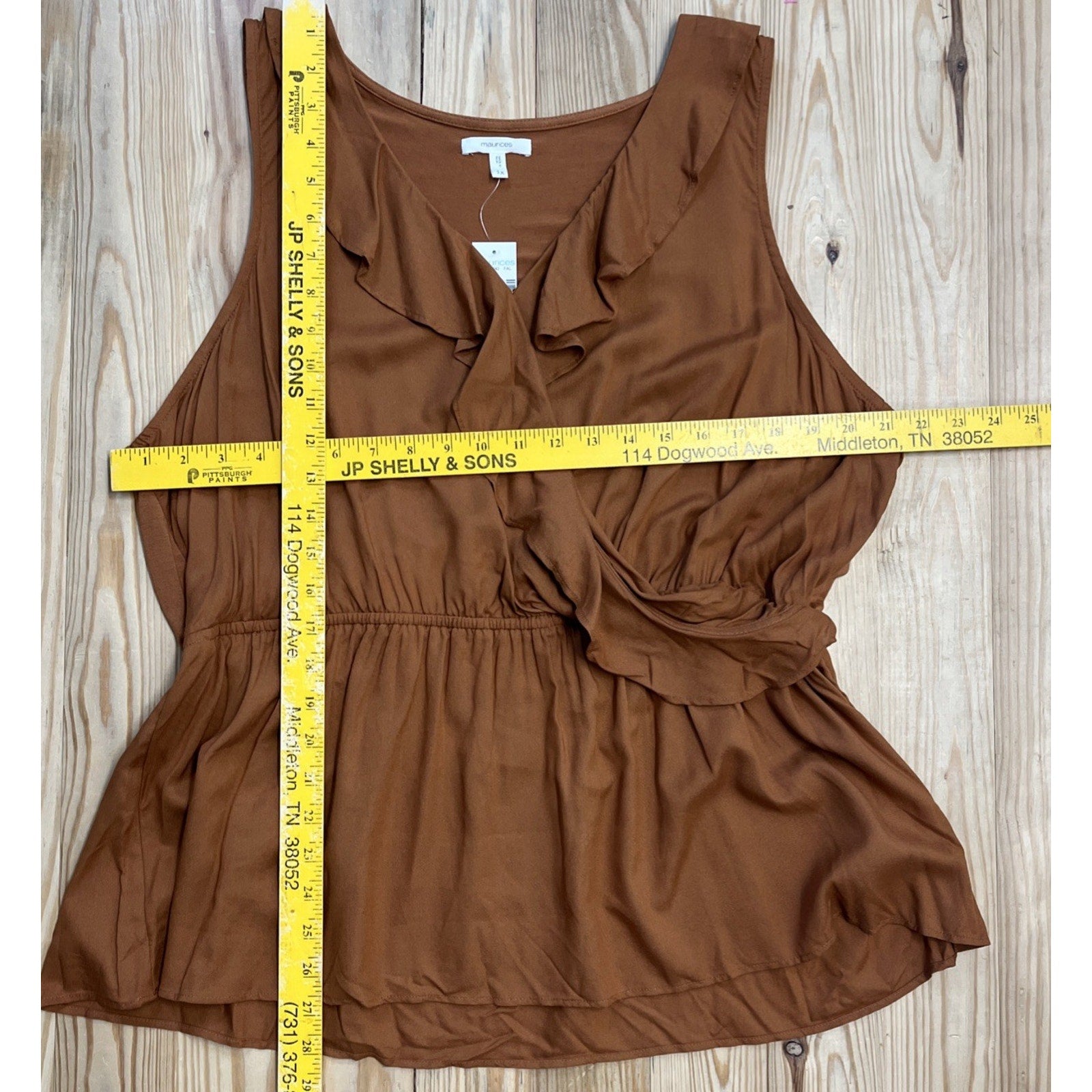 NWT Maurices Ruffle Surplice Tank Top Burnt Orange Fall Plus Size 1X