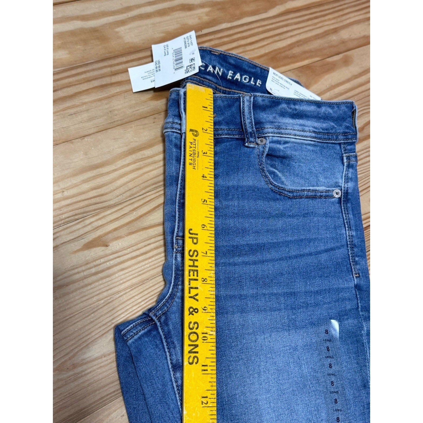 American Eagle Blue Jeans Next Level Stretch Midrise Kick Boot Women’s 8L NWT