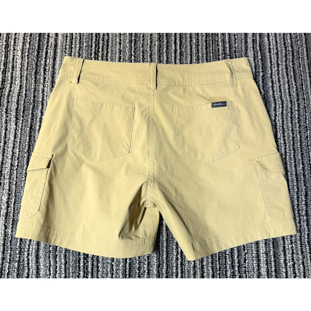 Eddie Bauer Women's Hiking Utility Cargo Pocket Shorts Khaki Stretch Sz 8 NWOT