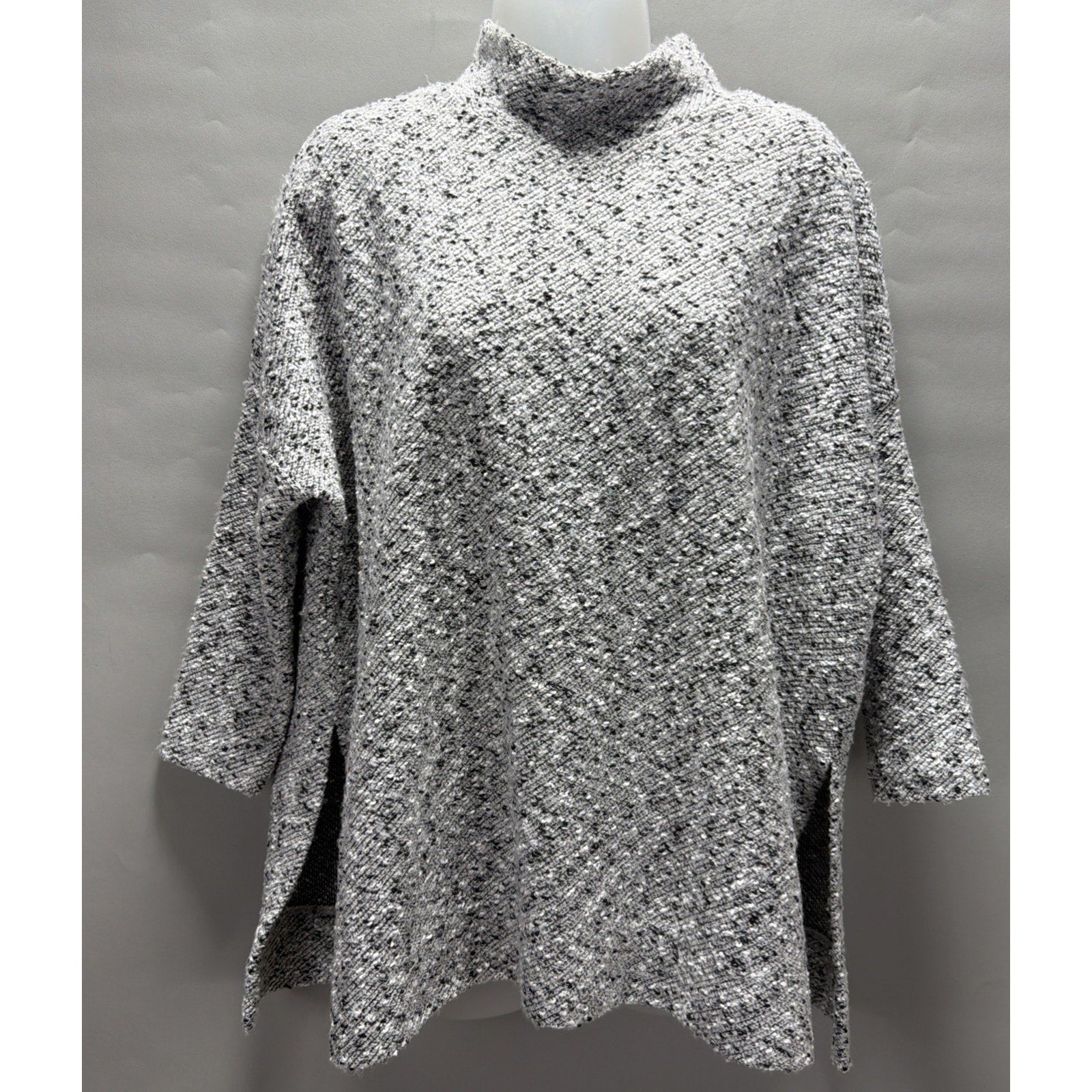 Lou & Gray For Loft Women’s Size XS Gray Black Marl Sweater Mock Neck Pullover