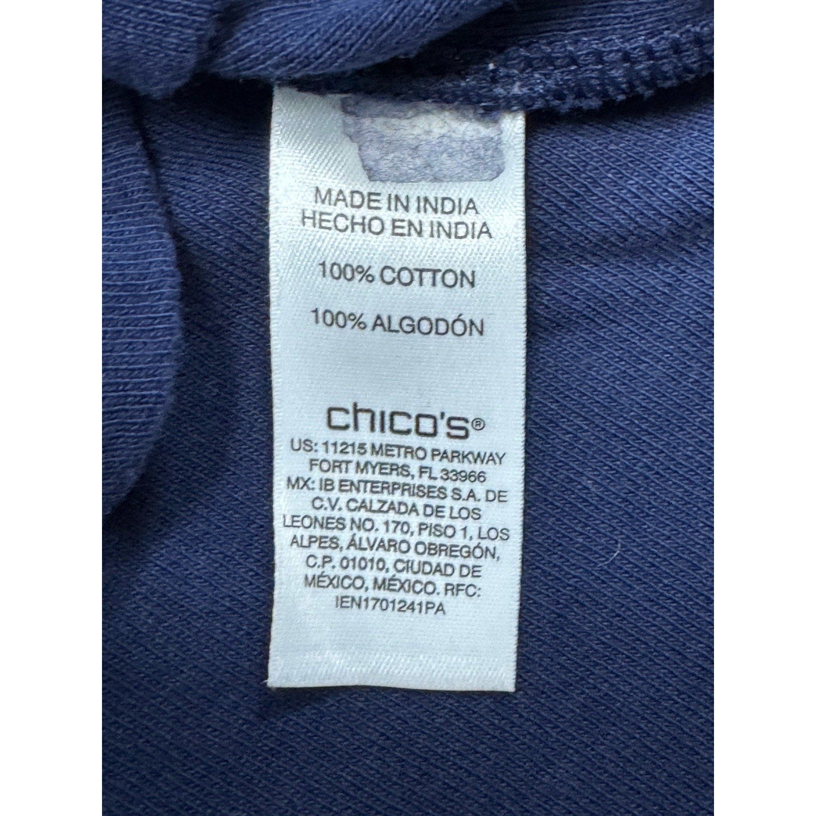 Chico's Navy Blue Rayon/Polyester Knit Light Weight Pullover Women’s Large 2