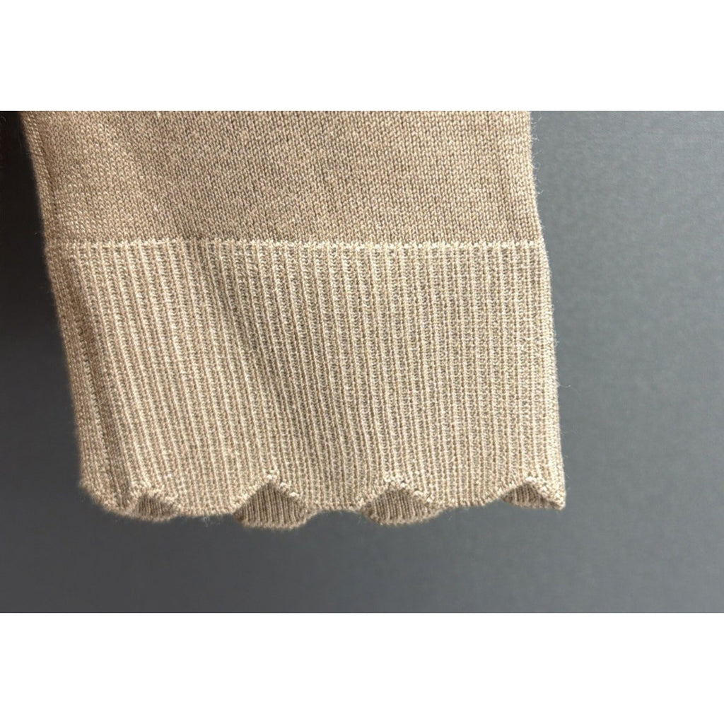 Cable & Gauge Women's XL Tan Scalloped Cowl Neck Pullover Sweater NWT