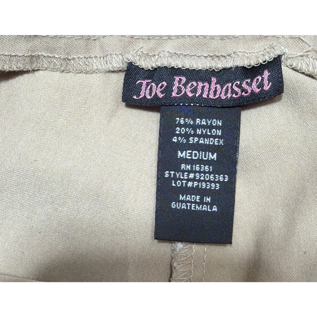Joe Benbasset Womens Pull On Dress Pants Beige Size M Nylon Blend Stretch