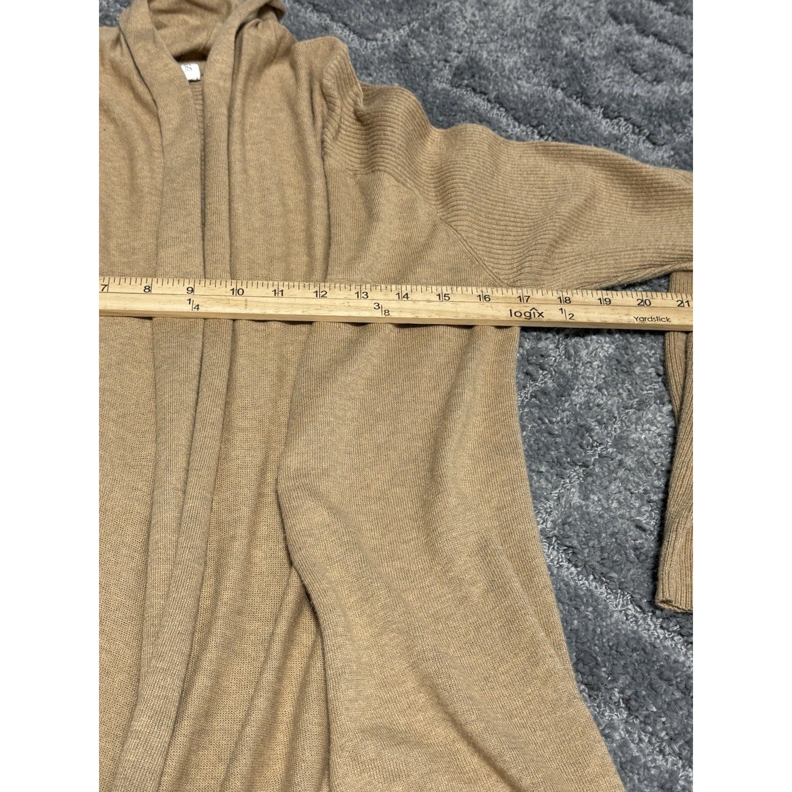 Stylus Tan Cotton Wool Blend Cardigan Sweater Open Front Women’s Size Medium