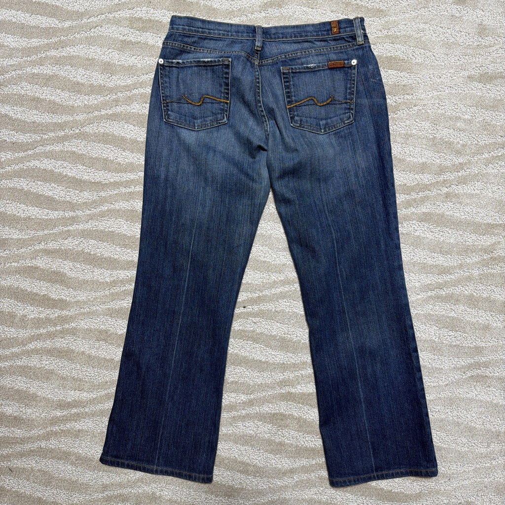 Y2K 7 For All Mankind Women's Bootcut Jeans Blue Yellow Emb Size 30 X 27