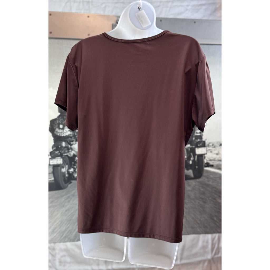 Scott Taylor Women's Brown Stretch Skinny Band Crew Neck Top Size XL