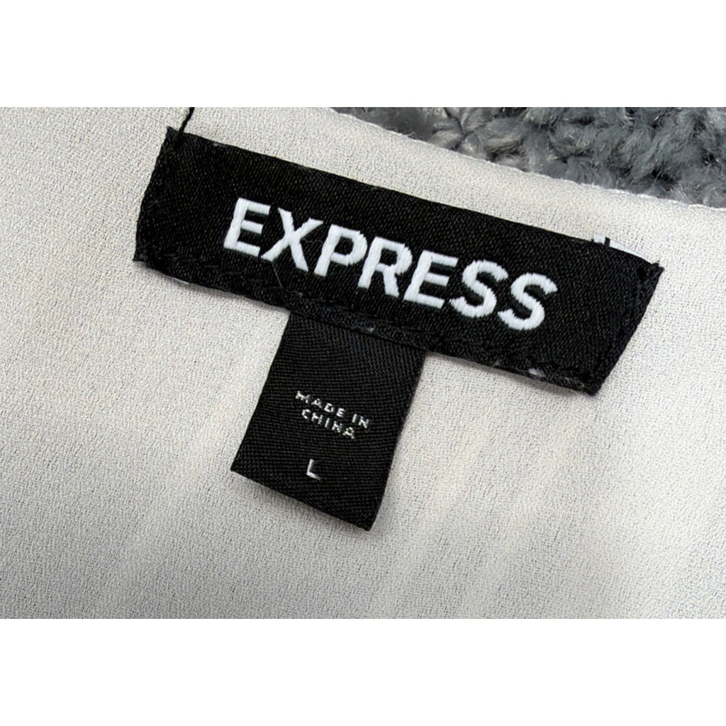 Express Women’s Smock Waist Blouse Size L Lined Beige Career Lagenlook Whimsy