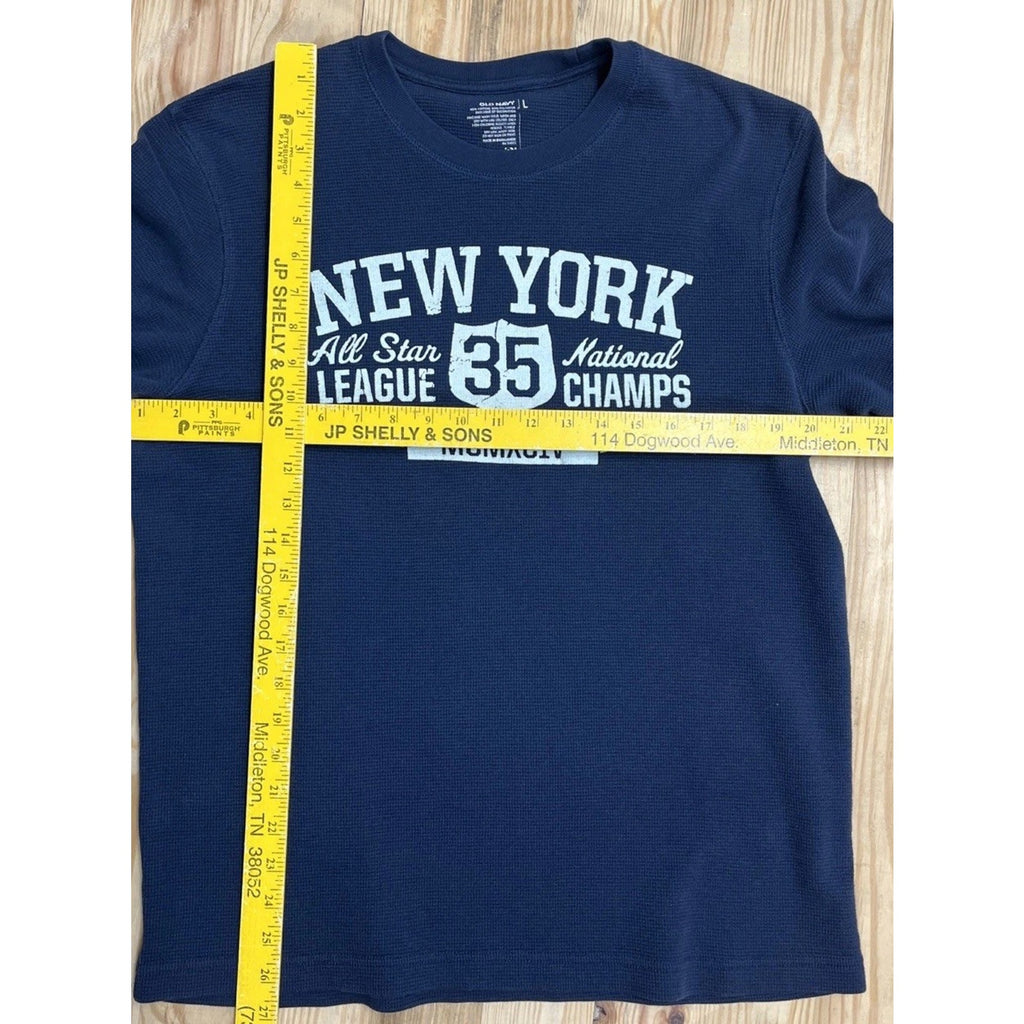 Old Navy Men's Thermal Shirt Long Sleeve Blue Large Crewneck